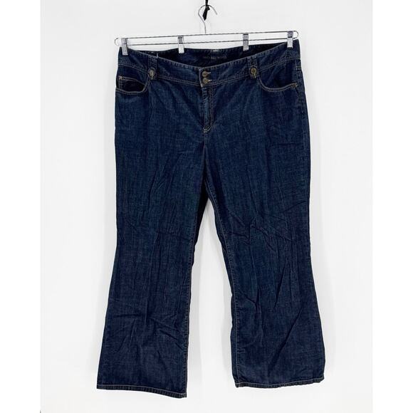 Vintage True Y2K Dark wash denim wide leg jean trouser size 22 classic versatile - Picture 1 of 8